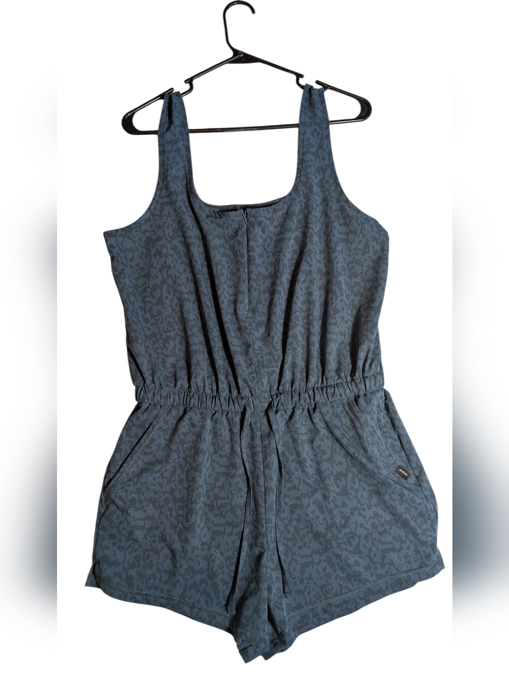 Prana Blue Patterned Tank Romper Jumpsuit